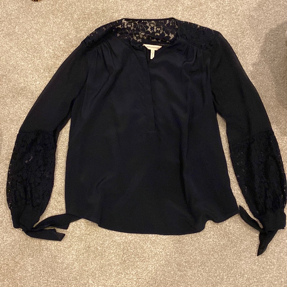 Rebecca Taylor navy blue blouse. Size 6.